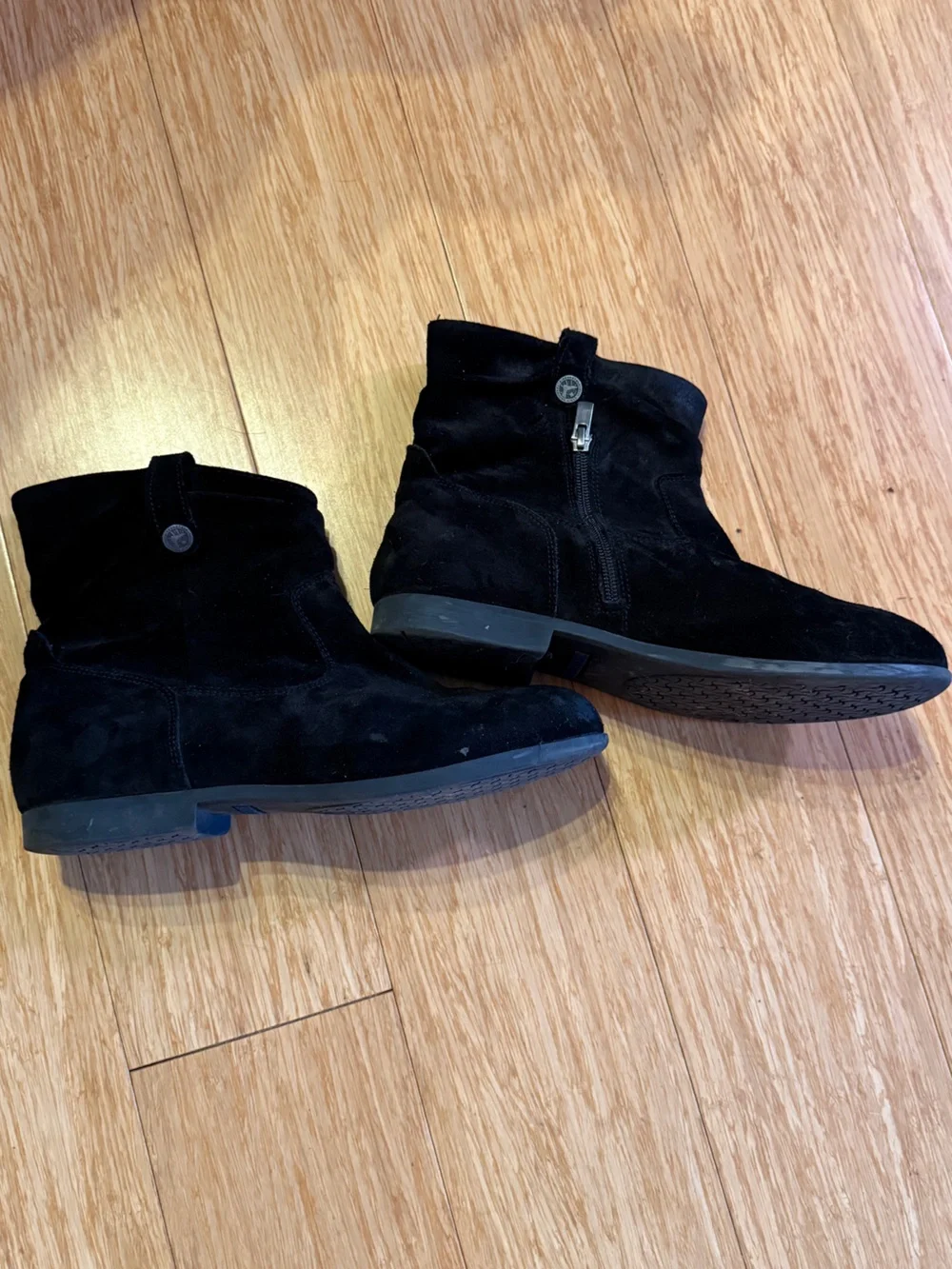Birkenstock Sarnia Black Waxed Suede Slouchy Ankle Boots Side Zip 10